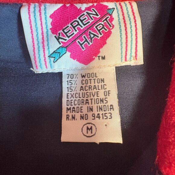 Vintage Keren Hart Christmas Teddy Bear Cardigan Sweater – Size M - Picture 3 of 7